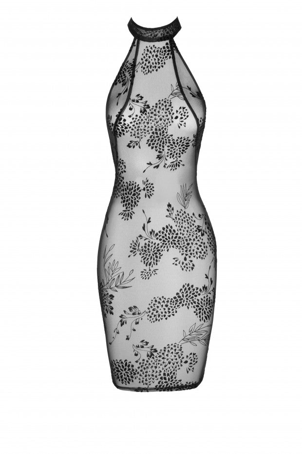 Midi tulle dress with velvet straps in the back