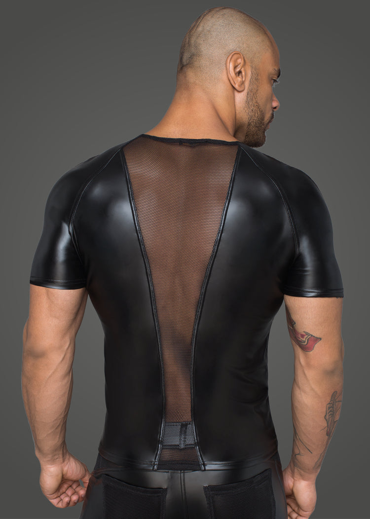Men's T-shirt made of powerwetlook with 3D net inserts back view