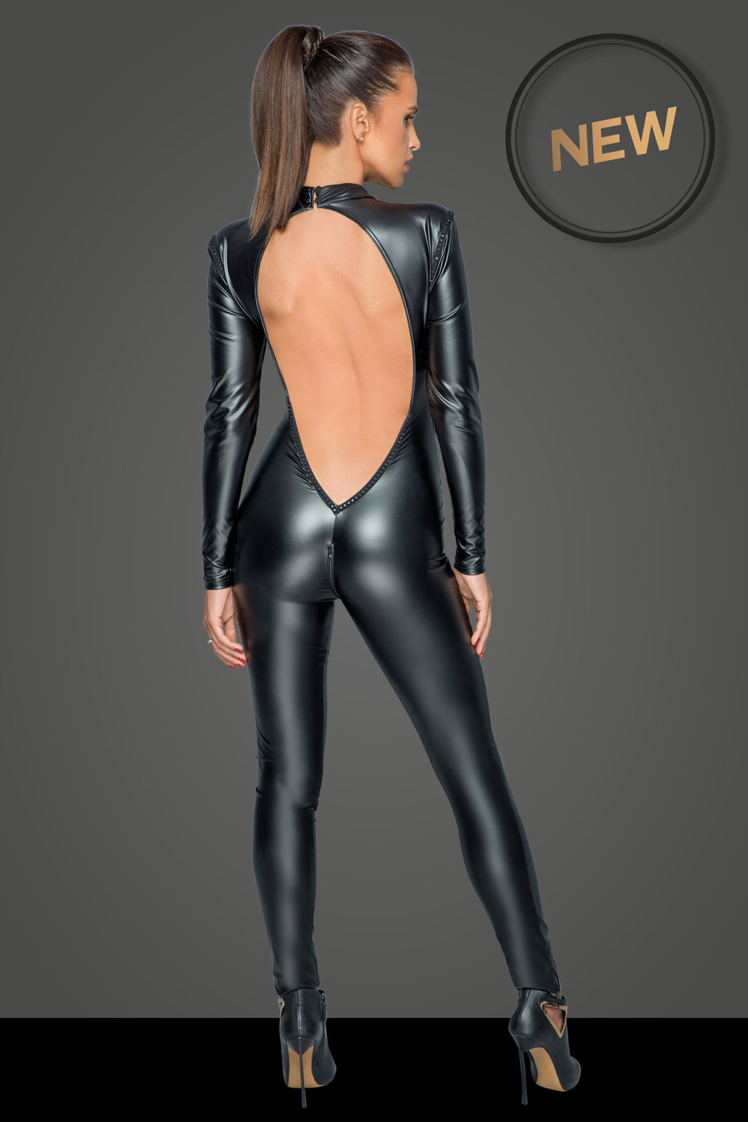 Catsuit with deep back neckline