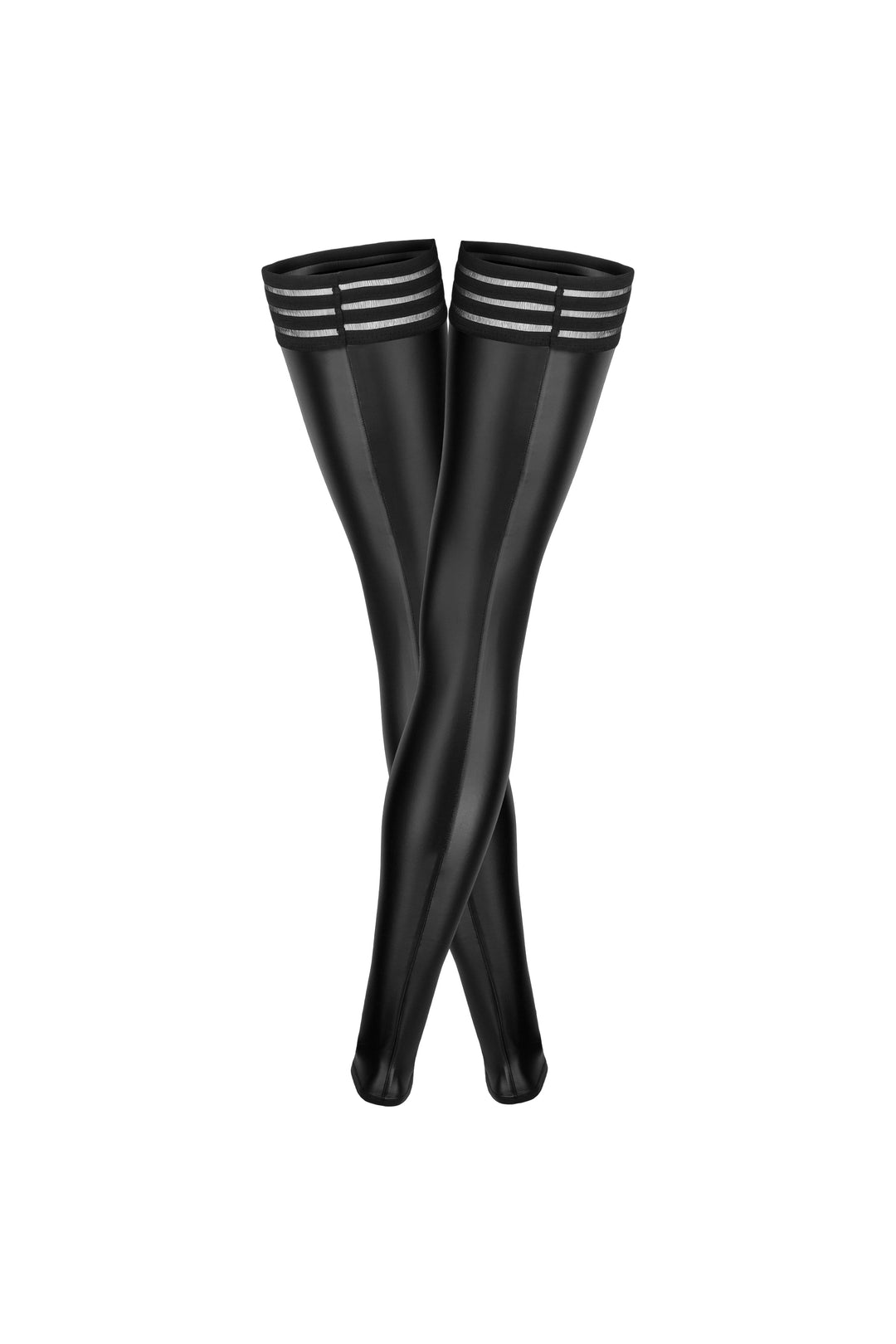 Powerwetlook stockings with elastic tape