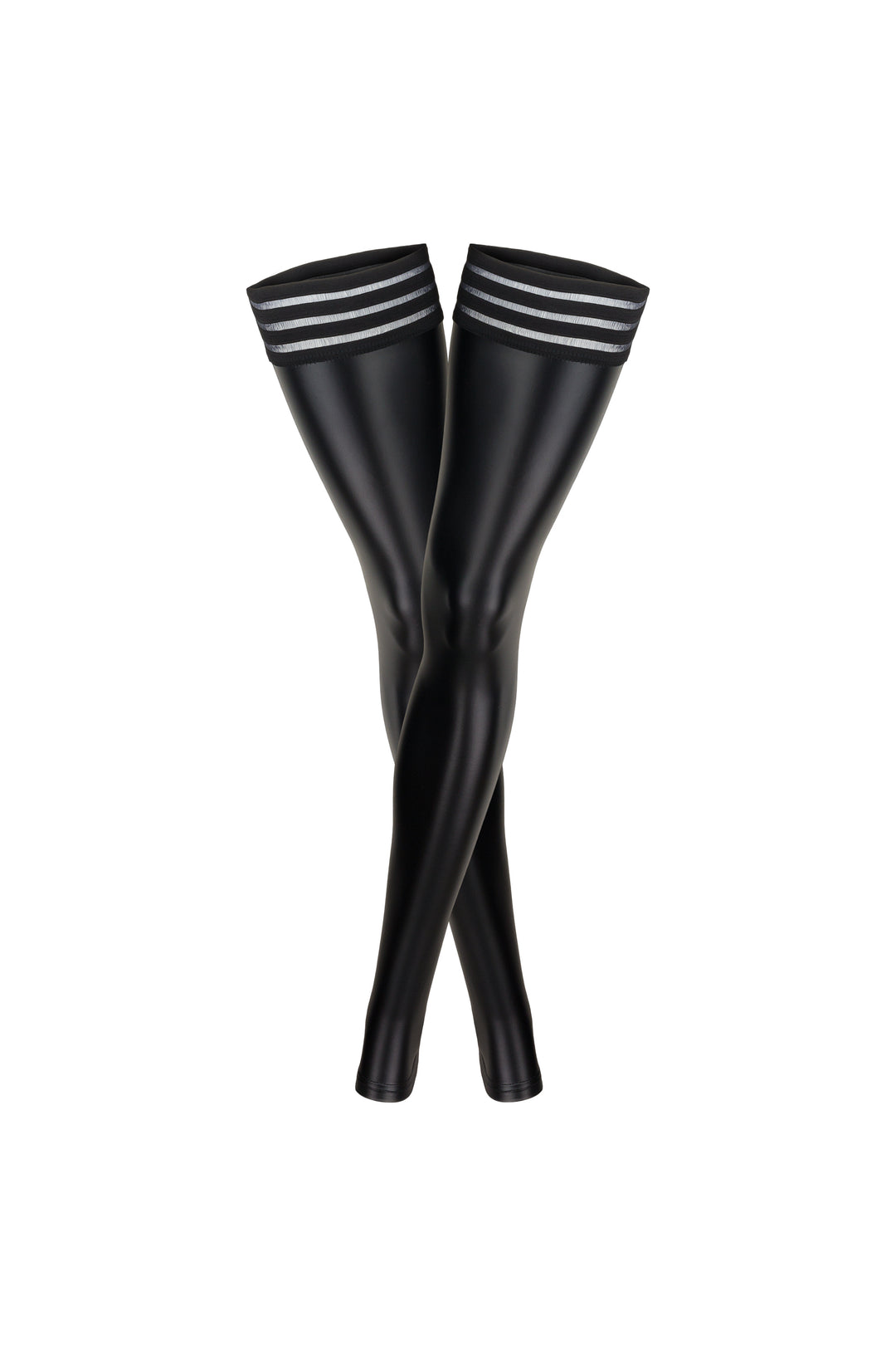 Powerwetlook stockings with elastic tape